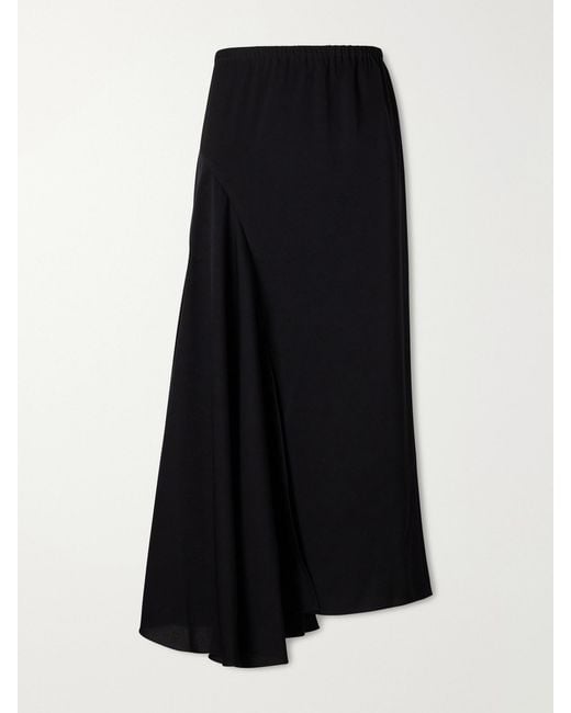 Sharon Wauchob Black Tria Asymmetric Duchesse-Satin Midi Skirt