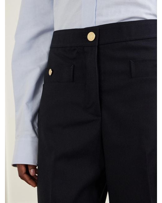 Thom Browne Blue Virgin Wool-Twill Straight-Leg Cropped Pants