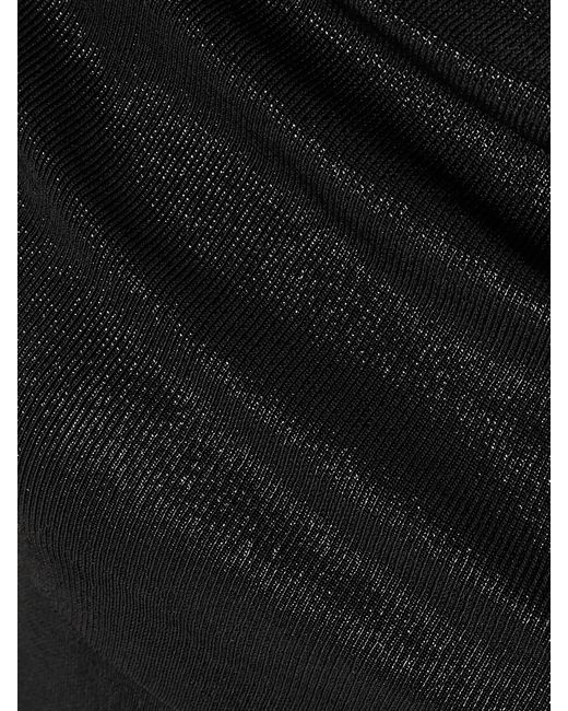 Balenciaga Black Draped Metallic Stretch-Knit Maxi Dress