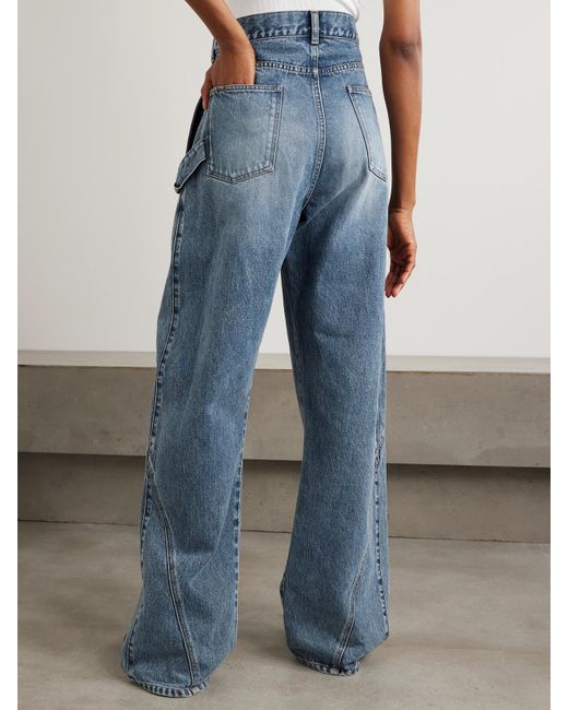 J.W. Anderson Blue Twisted Asymmetric Embroidered High-Rise Jeans