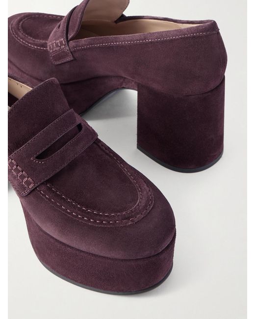 Gianvito Rossi Purple Jenna 75 Suede Platform Pumps