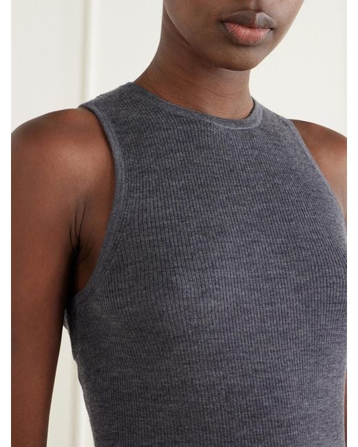 Tibi Gray Ribbed Wool Tank