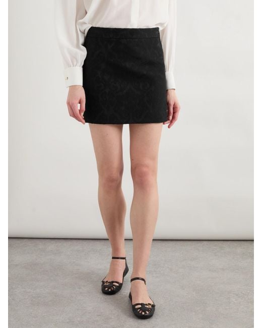 Chloé Black Wool-Blend Jacquard Mini Skirt