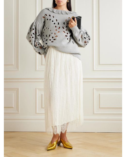 Pull Oversize En Coton Mélangé Côtelé À Découpes Francia Ulla Johnson en coloris Gray