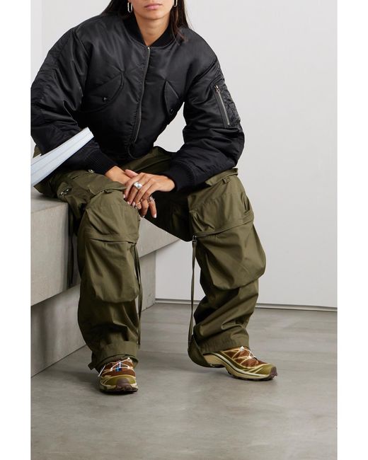 Re/done Blue Cropped Shell Bomber Jacket