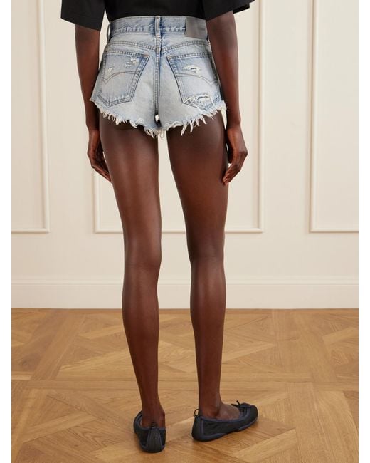 Balenciaga Blue Frayed Denim Shorts
