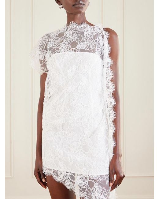 Christopher Esber Women's White Floating Backless Draped Lace Mini Dress