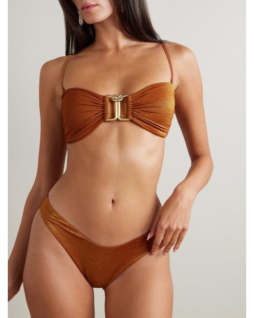 Zimmermann Brown Daylight Metallic Bandeau Bikini