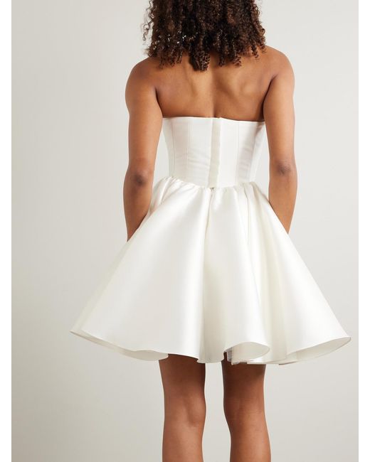 Halfpenny London White Juno Strapless Mikado Mini Dress