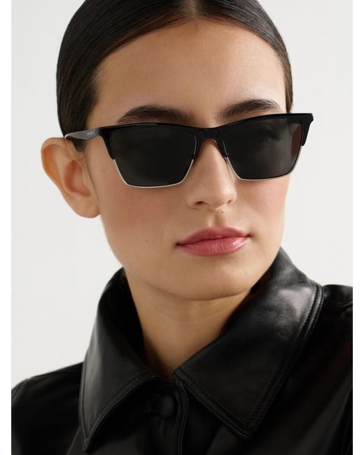 Saint Laurent Black D-Frame Acetate And-Tone Sunglasses
