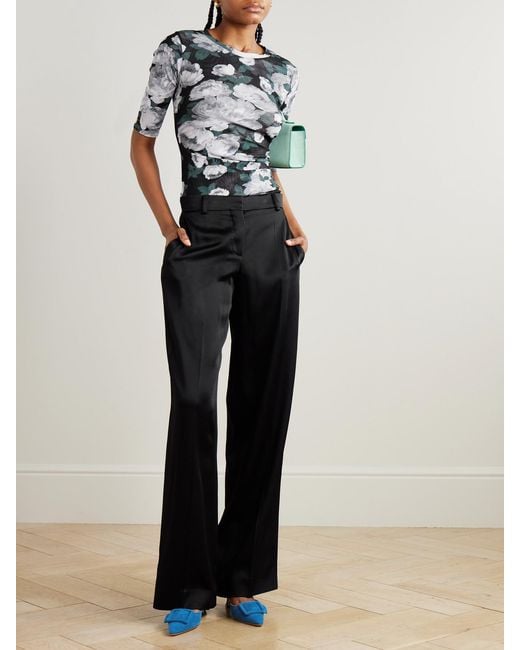 Stella McCartney Black Satin Wide-Leg Pants