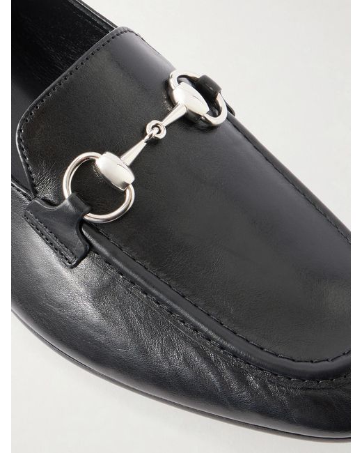 Gucci White Jordaan Horsebit-Detailed Leather Loafers