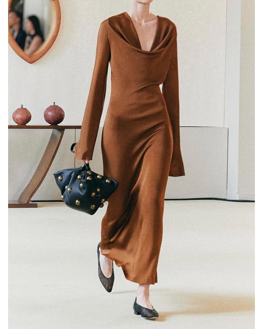 Altuzarra Brown Milda Draped Knitted Maxi Dress
