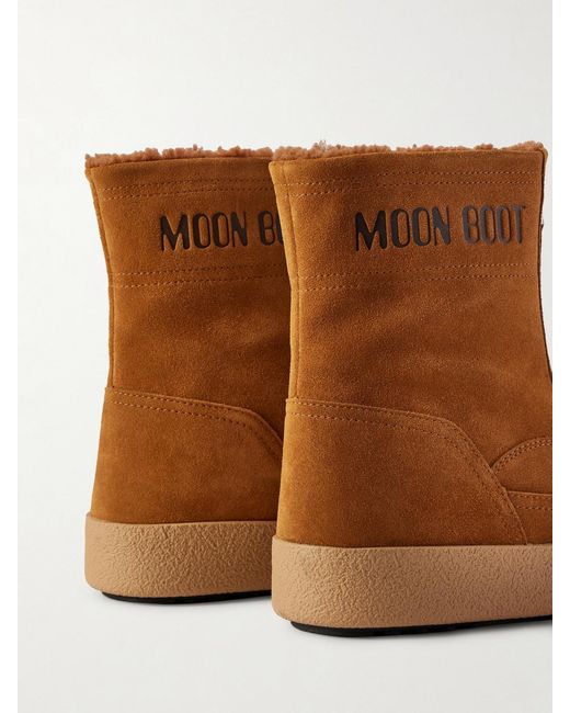 Moon Boot Brown Lara Suede And Shearling Ankle Boots