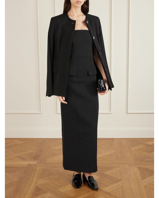 Totême  Black Trägerloses Maxikleid Aus Crêpe