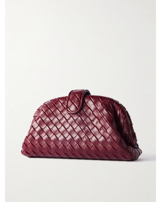 Bottega Veneta Red Lauren 1980 Teen Small Intrecciato Leather Clutch