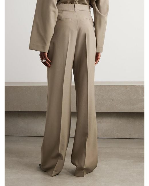 Rohe Natural Pleated Wool Wide-Leg Pants
