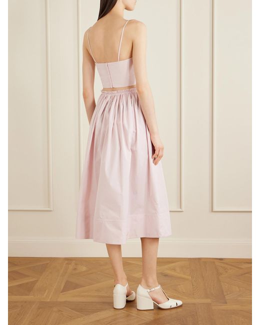 Gabriela Hearst Pink Nadir Cropped Cotton-Poplin Top