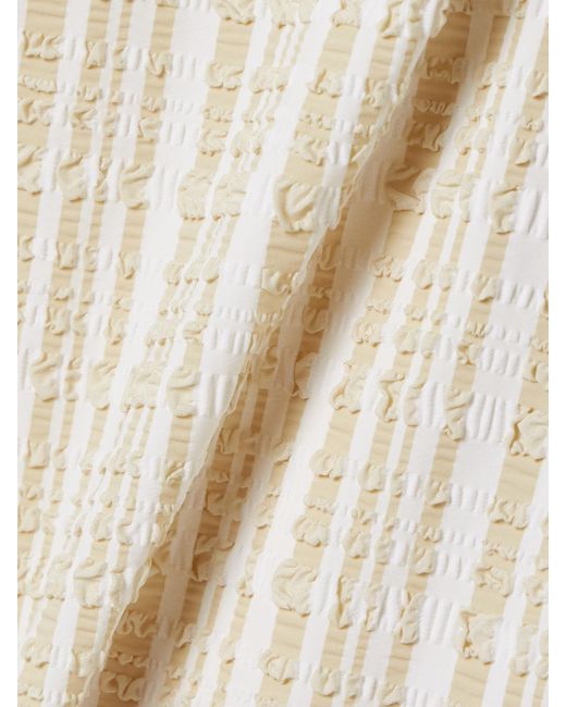 Lisa Marie Fernandez White Polo Striped Seersucker Halterneck Swimsuit