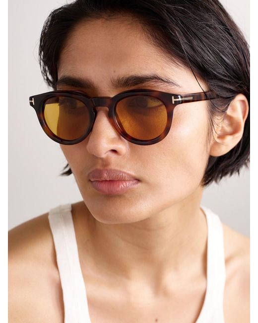 Tom Ford Natural Icon Round-Frame Acetate Sunglasses