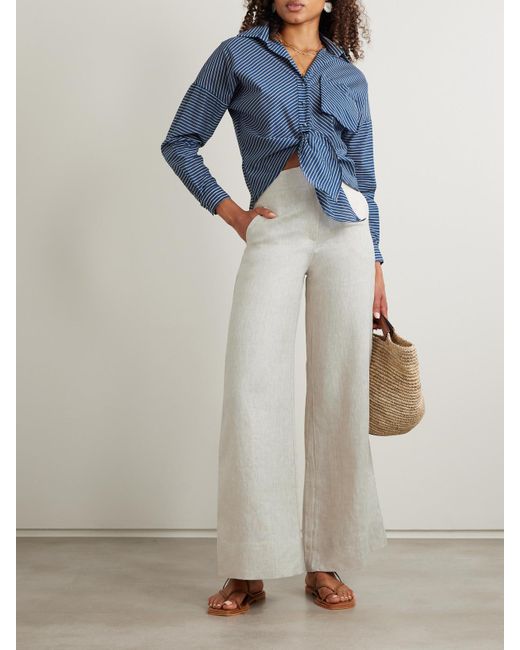 ANDRES OTALORA White Me Hablas Linen Wide-Leg Pants