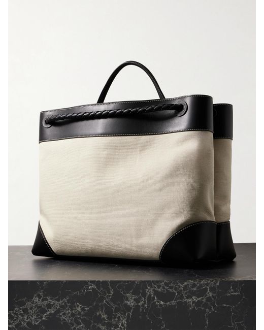 Bottega Veneta Black Andiamo Large Embellished Leather-Trimmed Canvas Tote