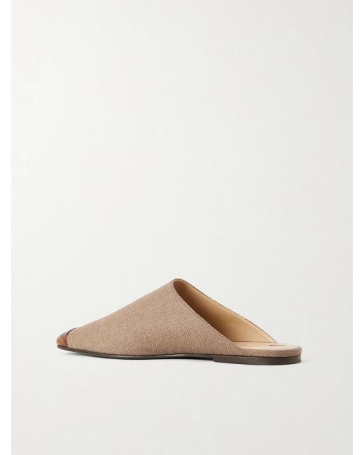 Loro Piana White Alba Embellished Cashmere And Silk-Blend Hopsack Slippers
