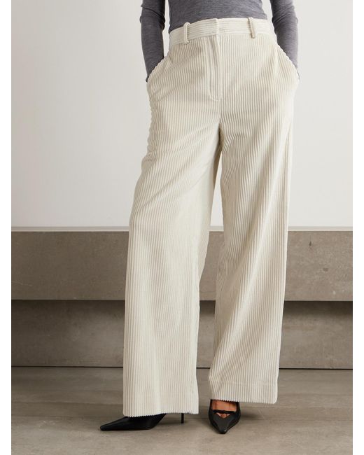 Proenza Schouler Natural Lidie Cotton-Corduroy Wide-Leg Pants