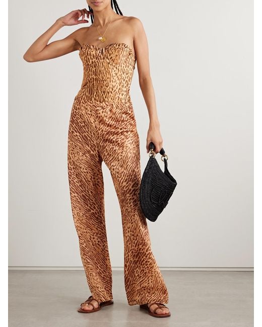 Zimmermann Brown Cascadian Leopard-Print Cotton-Poplin Flared Pants