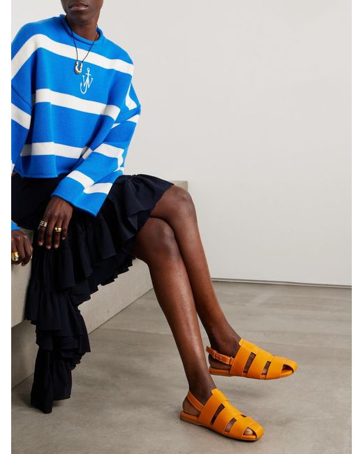 J.W. Anderson Orange Fisherman Embossed Leather Sandals