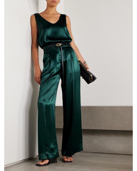 Another Tomorrow Green Satin Tank