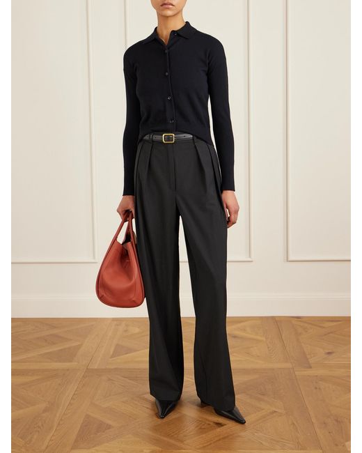 Max Mara Blue Cropped Wool-Blend Cardigan