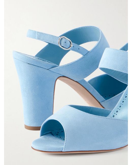 Sandales À Brides Arrière En Daim Khiko 90 Manolo Blahnik en coloris Blue