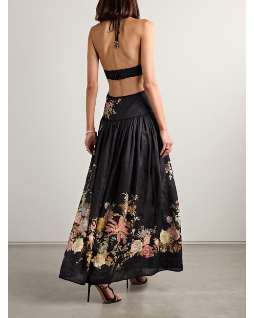 Robe Midi Dos Nu En Lin À Imprimé Fleuri Et À Découpe Tallow Zimmermann en coloris White