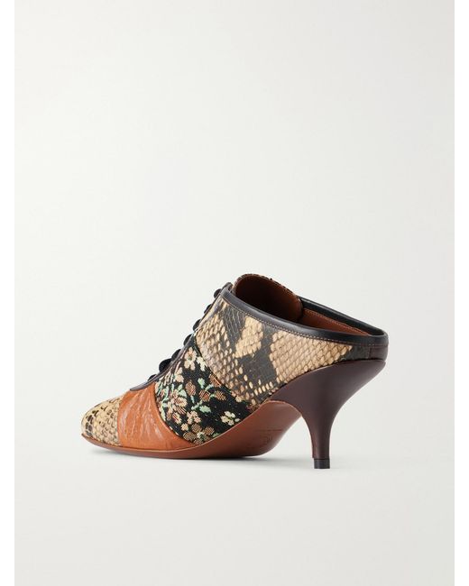 Dries Van Noten Multicolor Jacquard-Trimmed Snake-Effect Leather Pumps