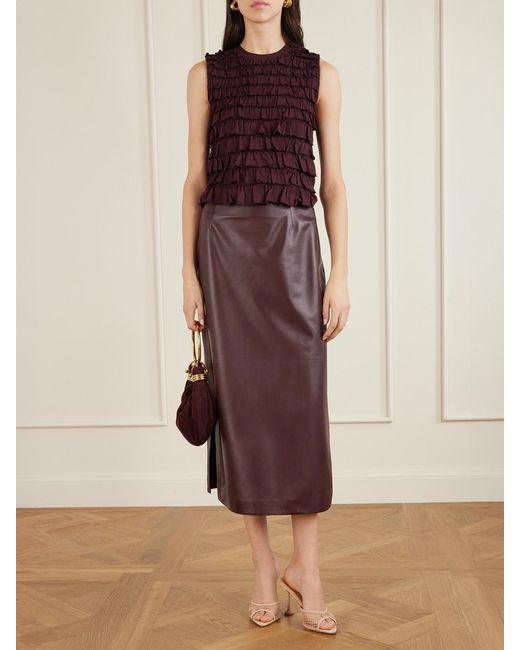 Ulla Johnson Purple Lula Tiered Ruffled Jersey Top