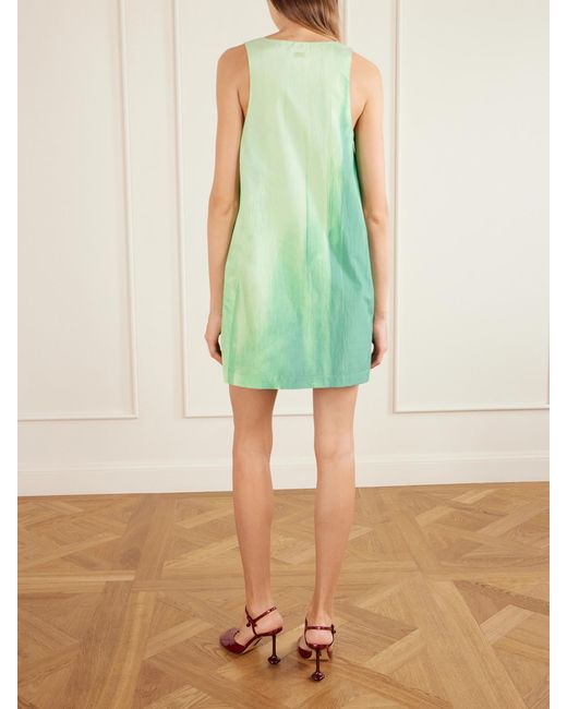 Loewe Green Dégradé Crinkled Cotton-Blend Mini Dress