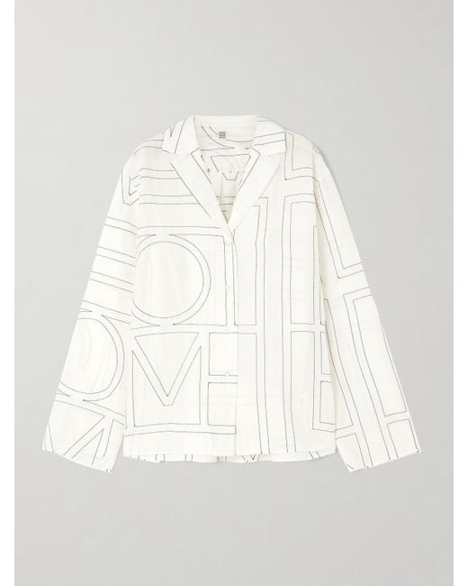 Totême White Embroidered Organic Cotton And Silk-Blend Shirt