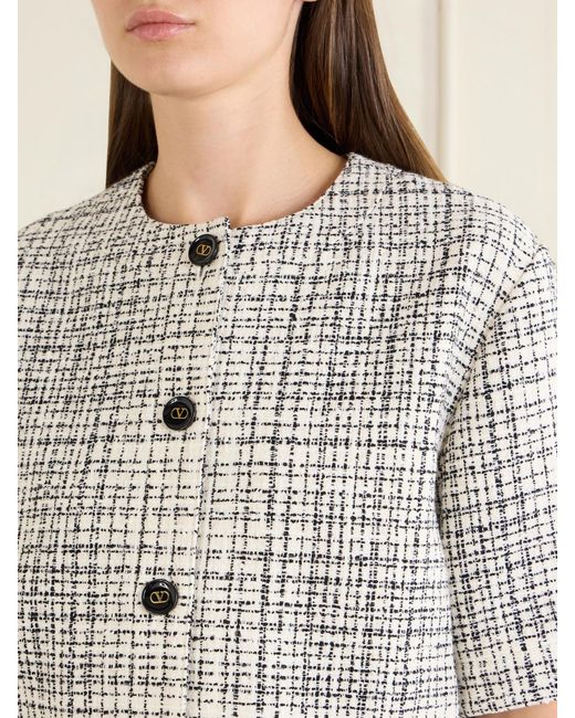 Valentino Garavani White Tweed Cotton-Blend Blazer