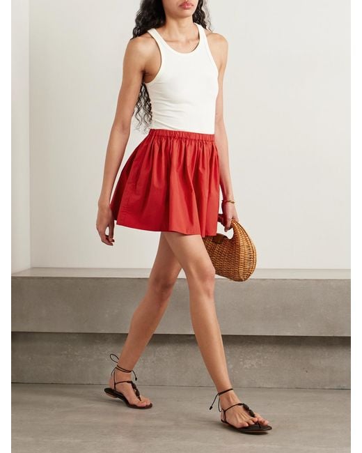 Suzie Kondi Red Foosta Cotton-Poplin Mini Skirt