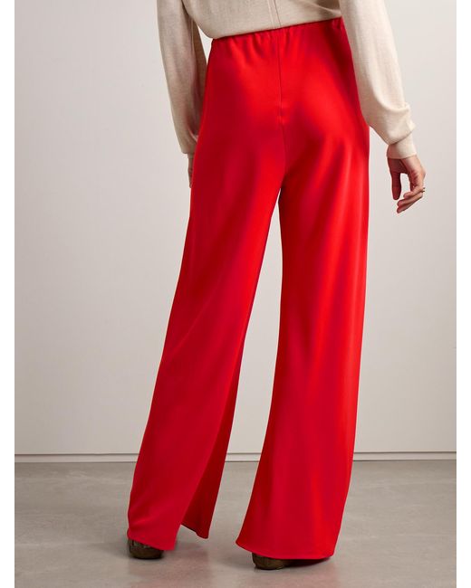 La Ligne Red Colby Crepe Wide-Leg Pants