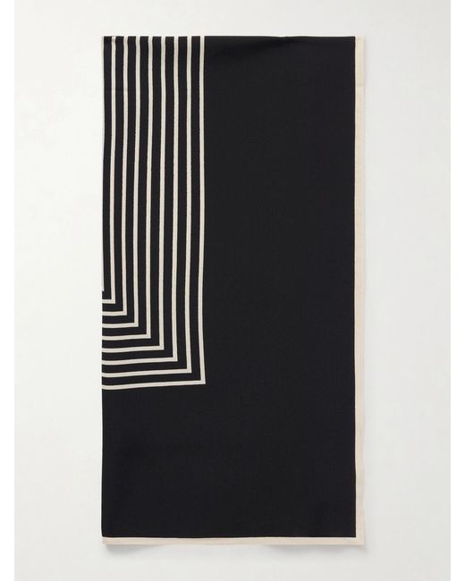 Totême Black Monogram Silk Scarf