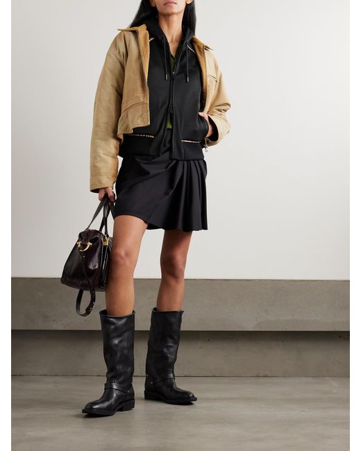 Burberry Black Checked Piqué-Trimmed Jersey Hooded Track Jacket