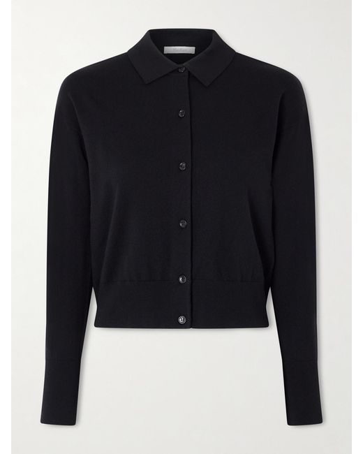Max Mara Blue Cropped Wool-Blend Cardigan