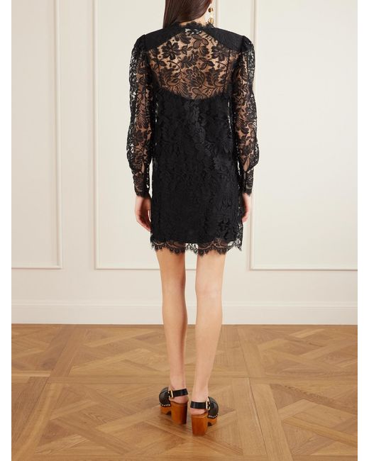 Chloé Black Floral Cotton-Blend Lace Mini Dress