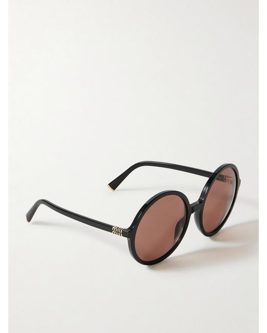 Miu Miu Natural Round-Frame Acetate Sunglasses