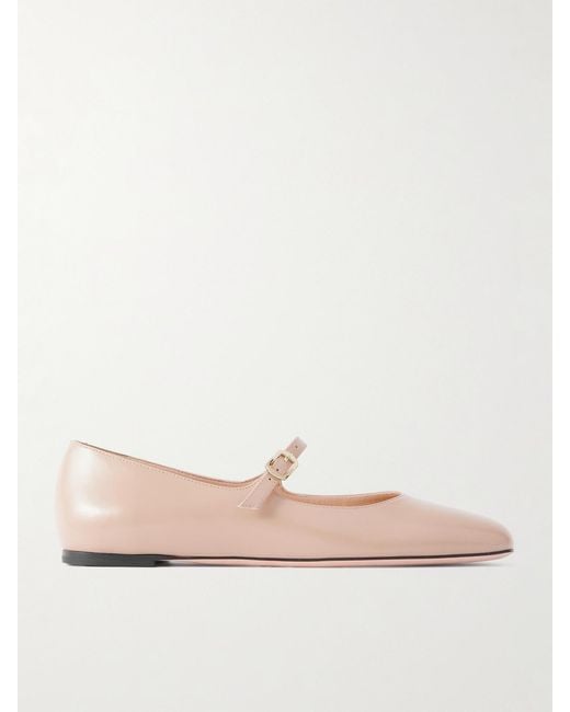 Bally Natural Belkys Leather Mary-Jane Ballet Flats