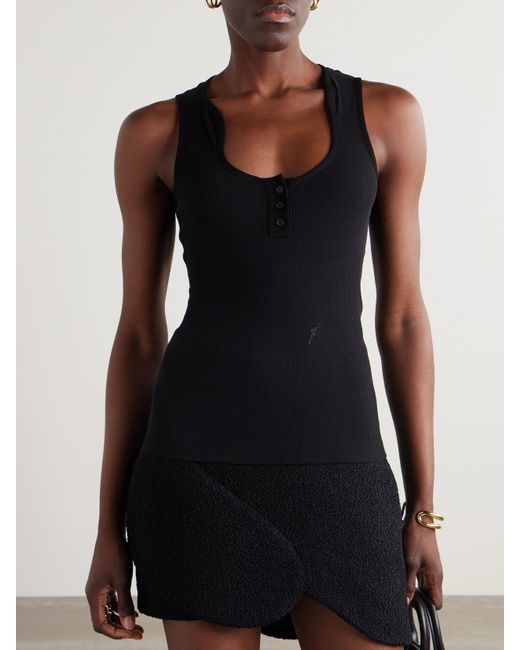 Ferragamo Black Ribbed Cotton Tank