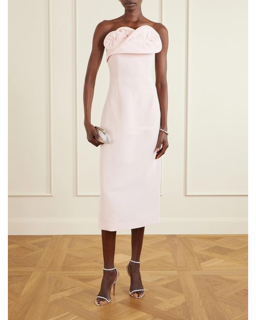 Magda Butrym Pink Strapless Silk-Crepe Midi Dress