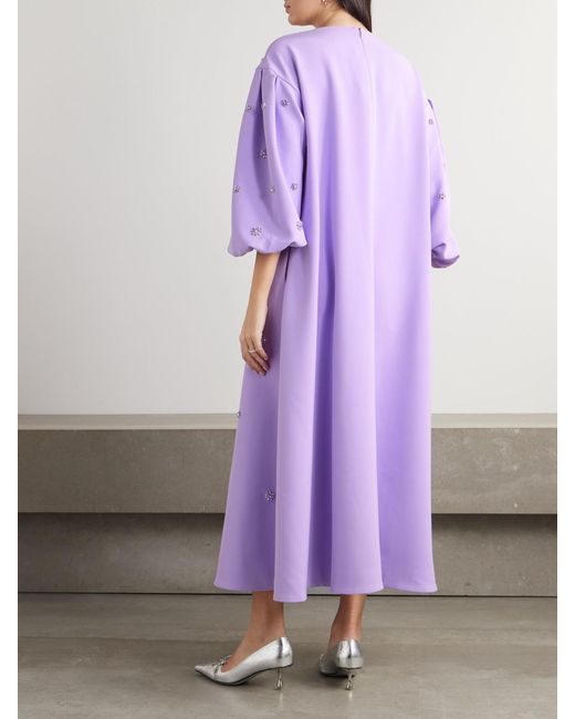 Huishan Zhang Purple Tilda Embellished Recycled-Crepe Gown
